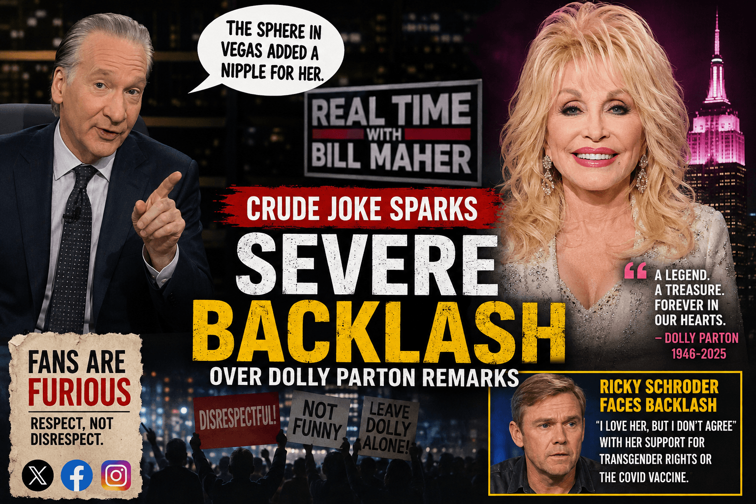 Bill Maher Sparks Severe Backlash Following Crude Comedy Monologue Dedicated to Dolly Parton