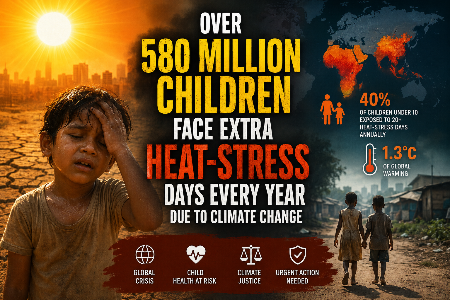 Global Attribution Study Reveals Over 580 Million Children Face Extraordinary Climate Heat Stress